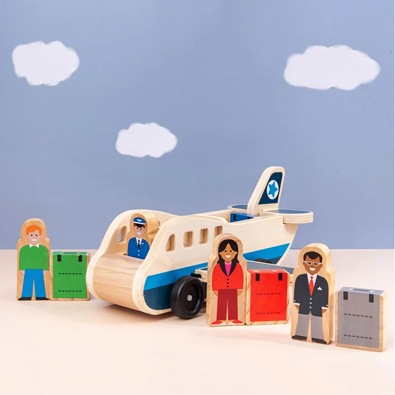 Детский деревянный двухслойный грузовик, самолет, набор для транспортировки, моделирующие игрушки, детская деревянная развивающая игрушка, подарки для детей
