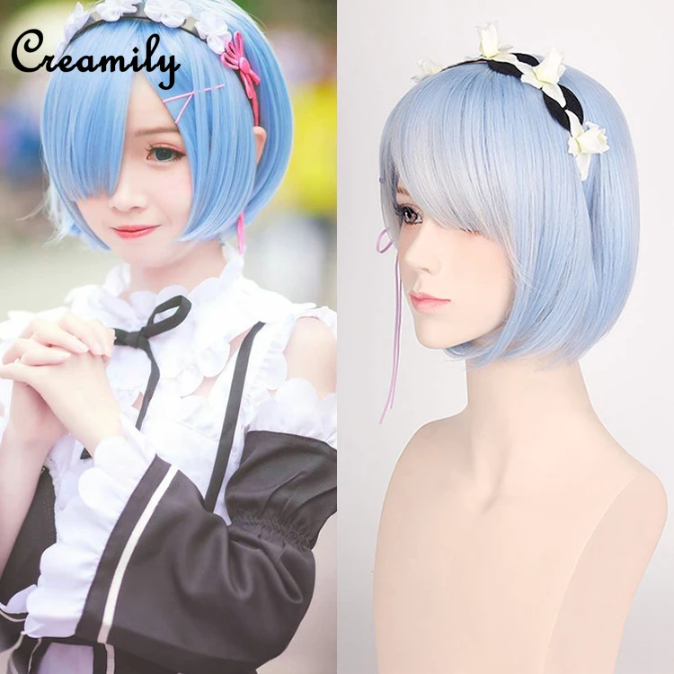 Wholesale Synthetic Hair Rem cosplay wigs for girls,blue/pink wig Short Bob Synthetic Wigs