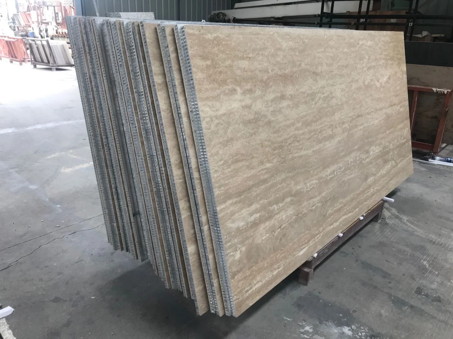 Aluminum Honeycomb Stone Beige Export Travertine Composite Panels For Walling