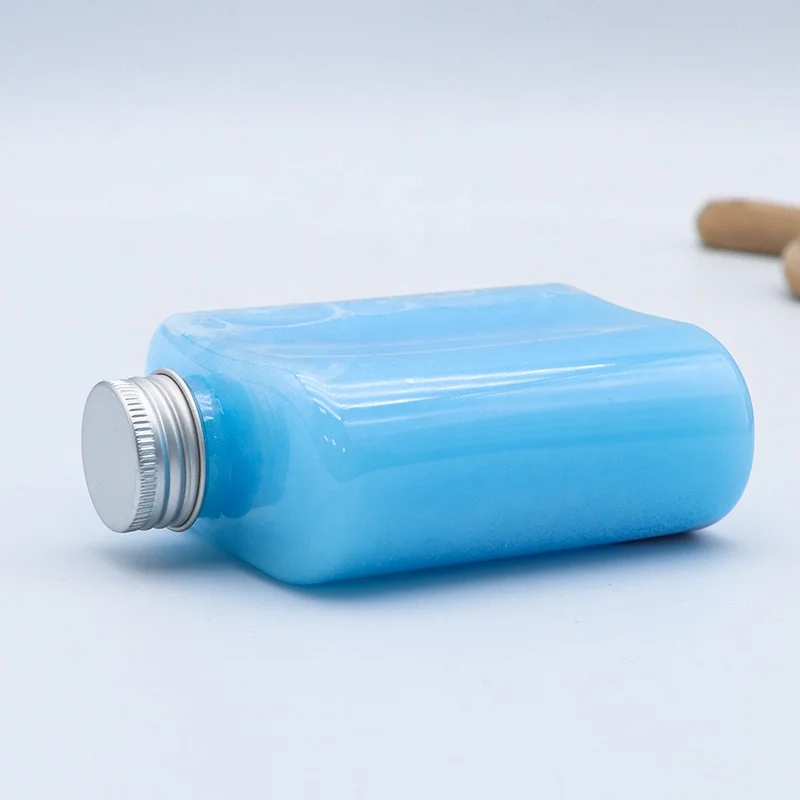 Плоская квадратная прозрачная бутылка из ПЭТ 250 мл 9 унций для напитков молока чая пластиковая еды сока с алюминиевой крышкой