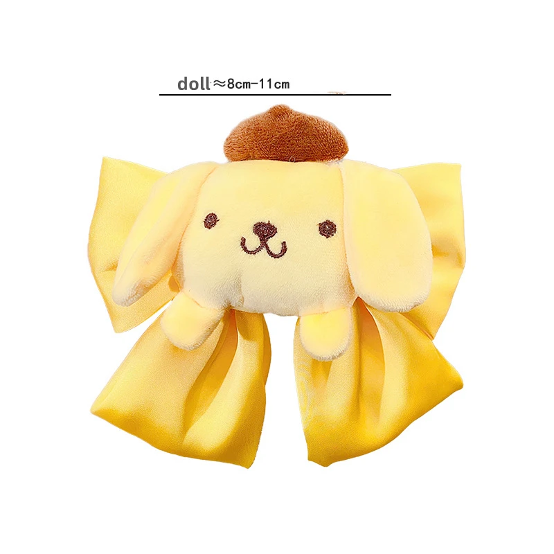 DHF178 New  Kuromi Cinnamoroll Doll Bow Hair Clip Girl Cartoon Melody Pompom Purin Hairpin Outdoor Clip Hair Accessories