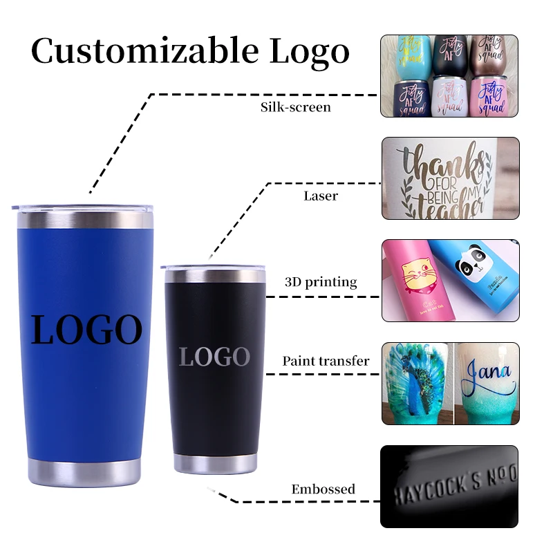 Customized 20 oz Powder Coated Stainless Steel Double Walled Tumbler Vacuum Coffee Mug With Seal Slide Lid And Straw