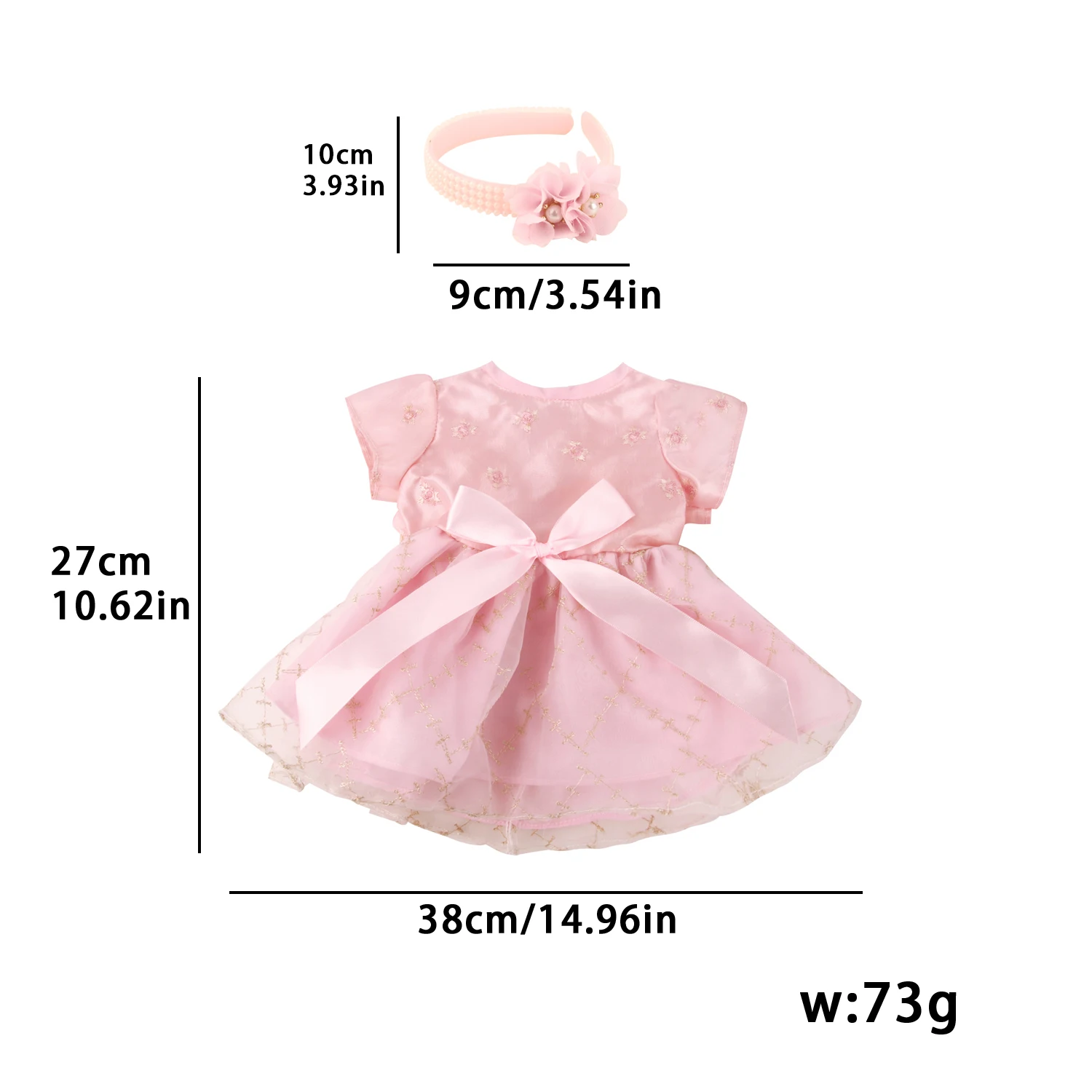 NPK Reborn Doll 55cm Cute Reborn Baby Doll clothes Bow skirt and headband