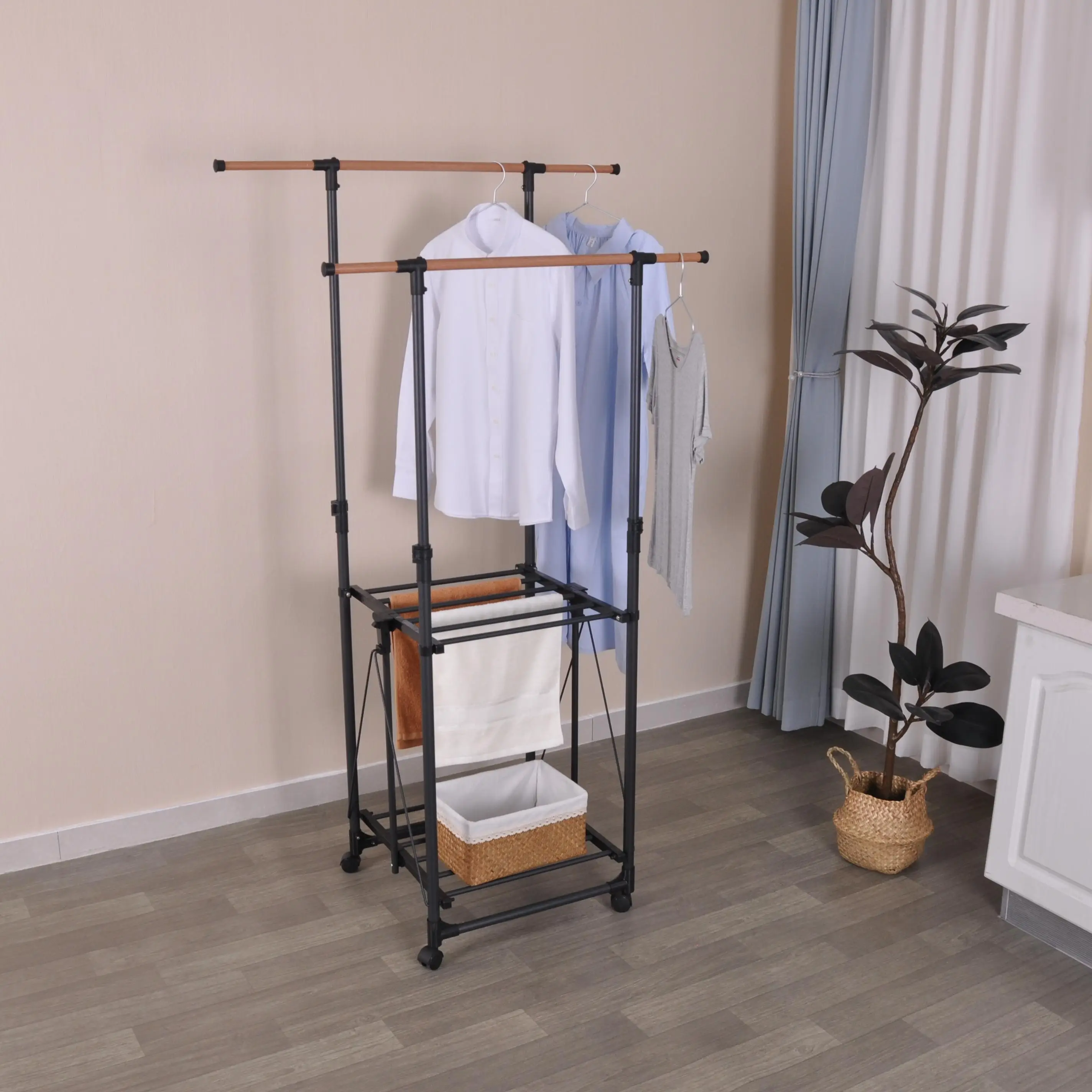 Factory Direct Sale Modern Clothes Suspension Rust-Proof Hooks Indoor Clothes Hanging System