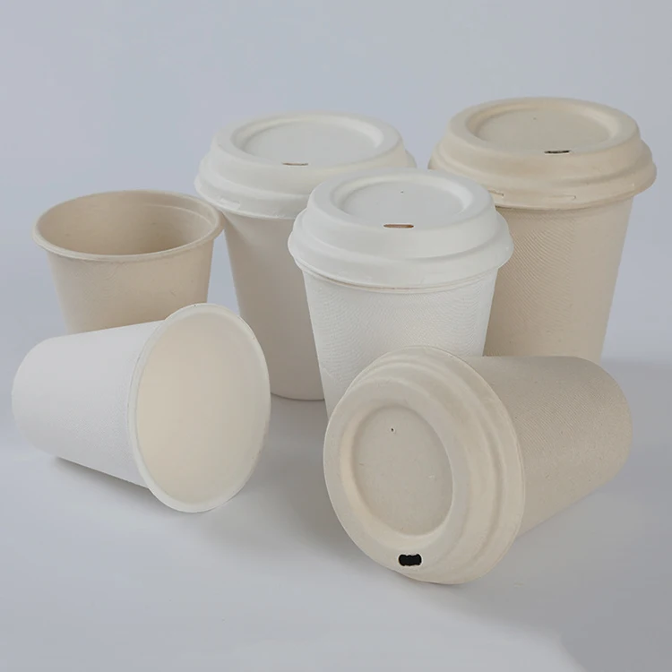 Compostable compost able biodegradable disposable printed bamboo pulp water coffee sugarcane sugar cane bagasse cold drink cup