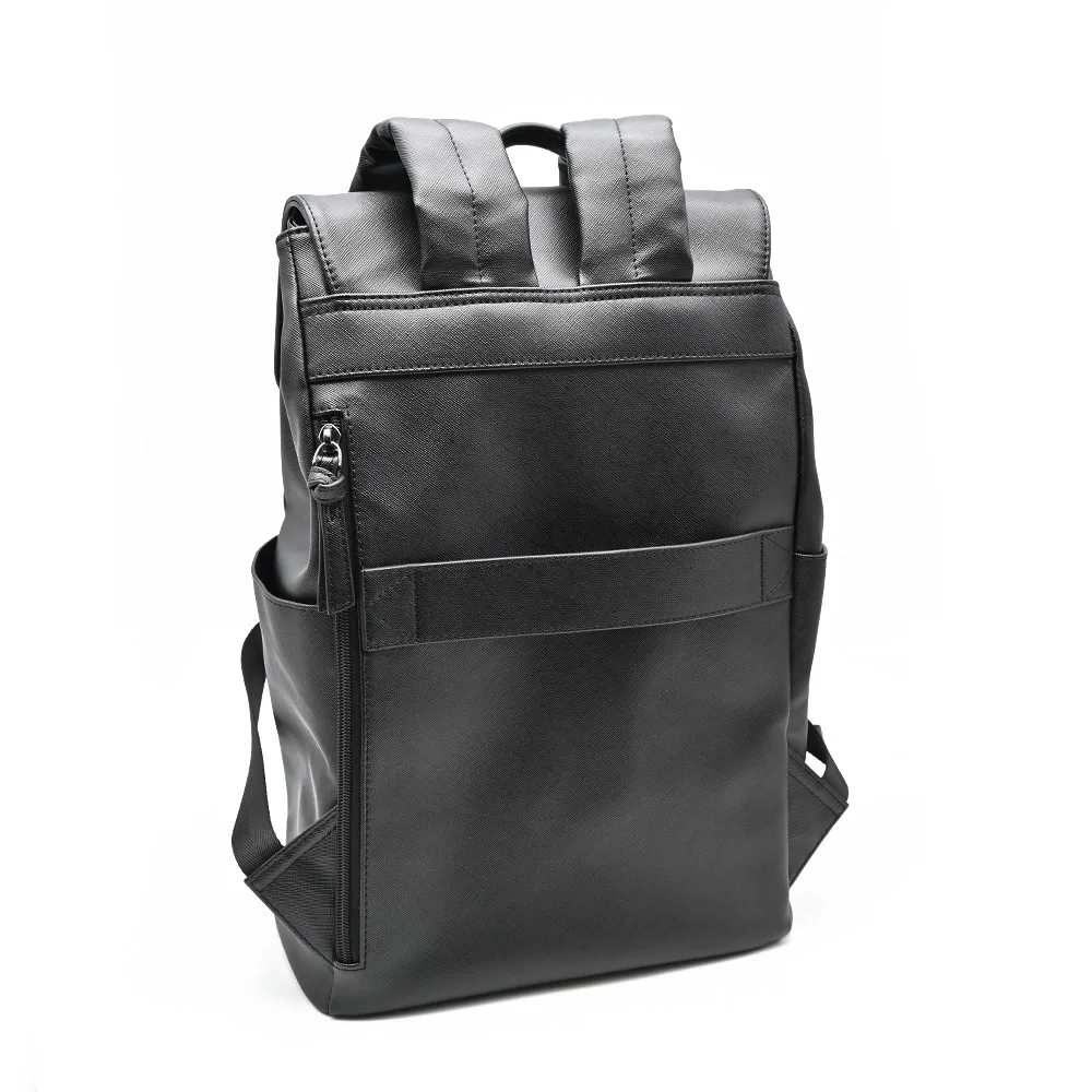 Custom luxury black vegan faux PU leather drawstring  backpack fashion rucksack designer laptop backpacks bag for men