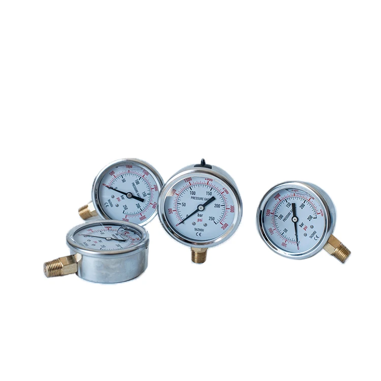 Hydraulic Silicone Oil Fuel Water Guide Gauging High Pressure Switch PSI Gauge, All Stainless Steel Diaphragm Pressure Gauge