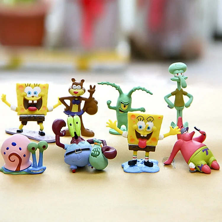Cake Topper 8pcs/set Sponge Action Figure Model Dolls Toys Patrick Star Figurine Squidward Tentacles