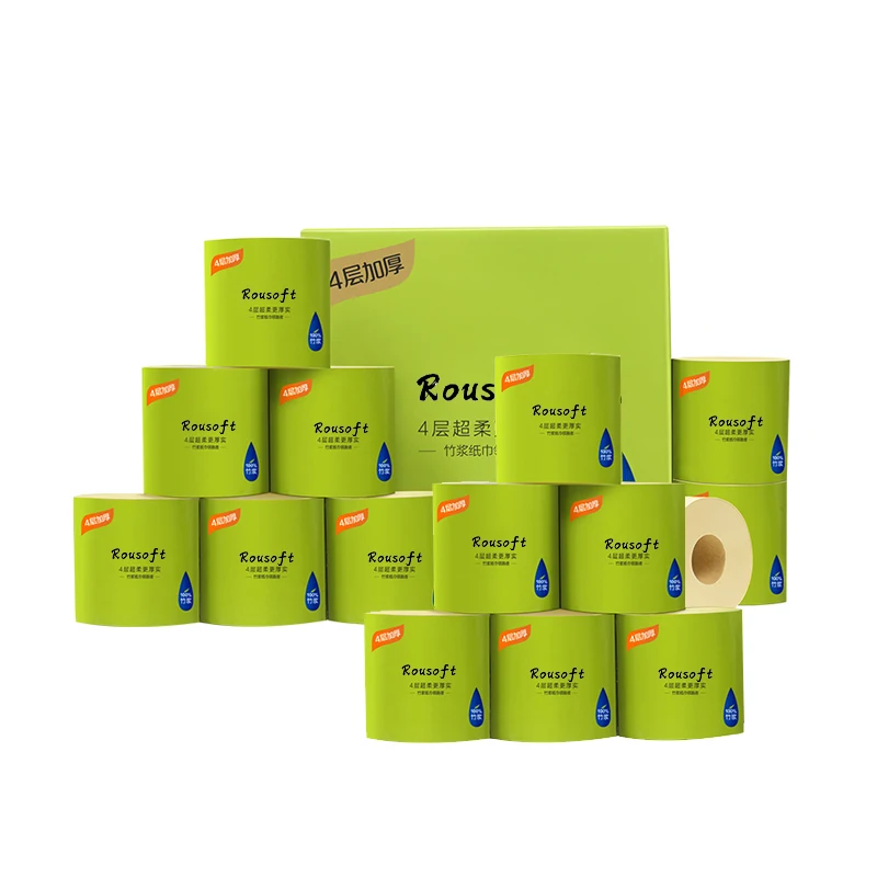 Custom 4 Ply Brown Unbleached Water Soluble No Fluorescent Agent Bamboo Pulp Facial Tissue Paper