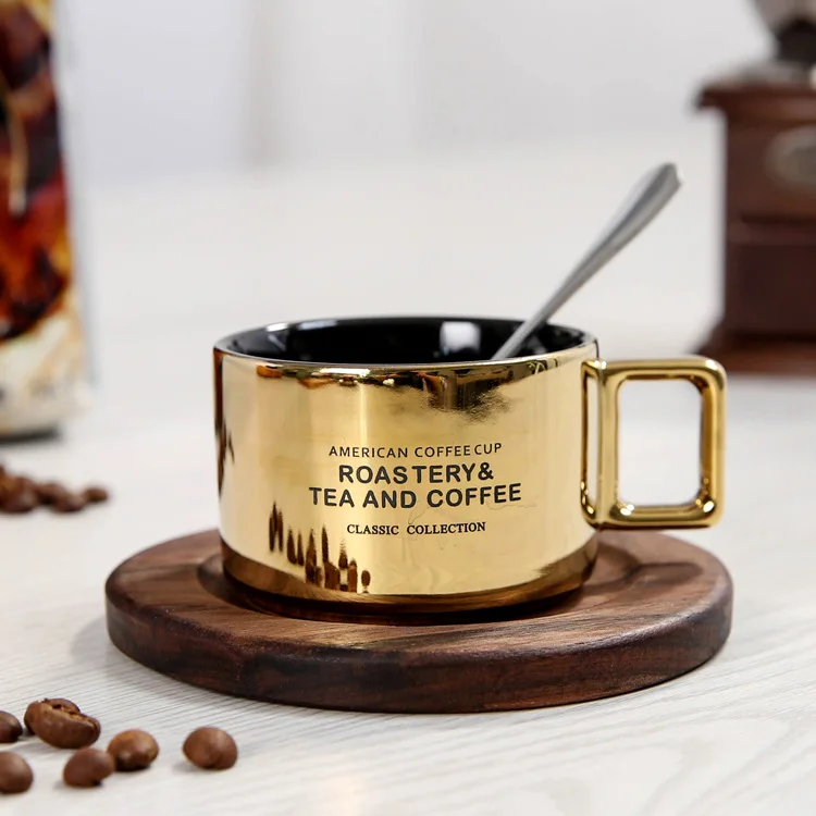 European style delicate custom logo porcelain cups saucers ceramic coffee mug