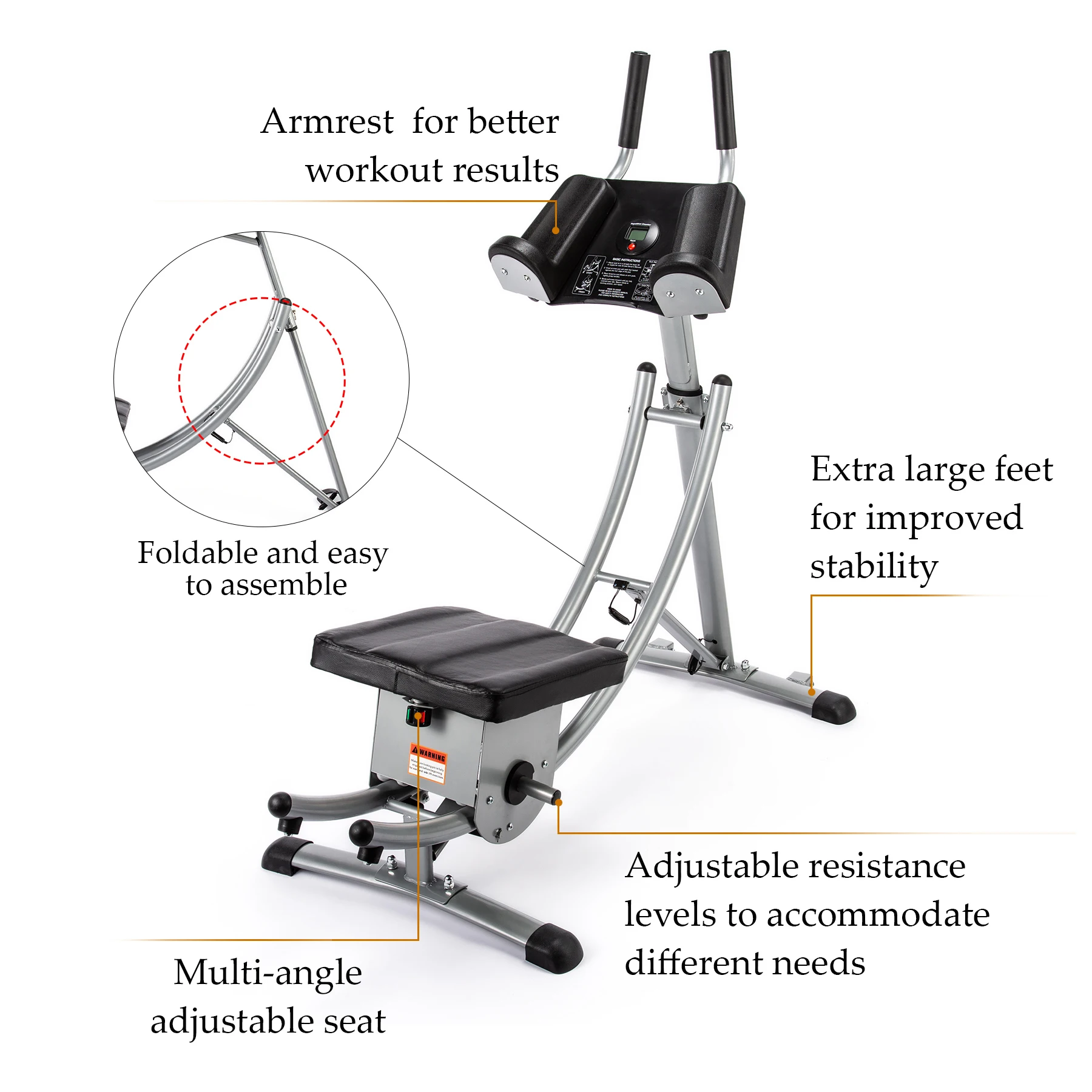 Ab Coaster Home Gym Equipment Adjusting Folding Abdominal Machine for Core Fitness