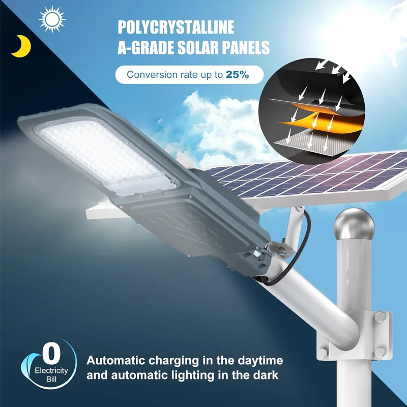 IP65 Waterproof Split Aluminum Outdoor Smart Control Solar LED Street Light Lamp 100W 200W 300W 400W 500W 600W for Road Use