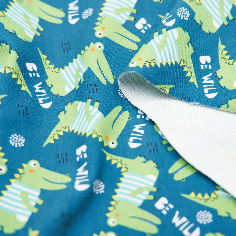 High quality cotton lycra crocodile cartoon designs printed fabric wholesale