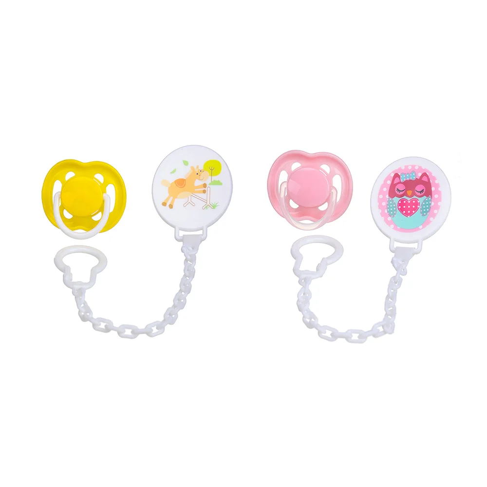Wholesale  Baby Pacifier With Hold Clips Coaxing Sleep Artifact Baby Teething Orthodontic Pacifier With Chain Clip Set