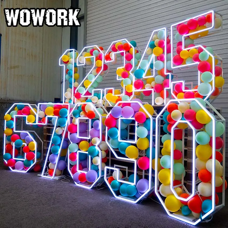 WOWORK wholesale marquee stacked letters 4ft led light backdrop stand two row marquee lights for wedding decoration
