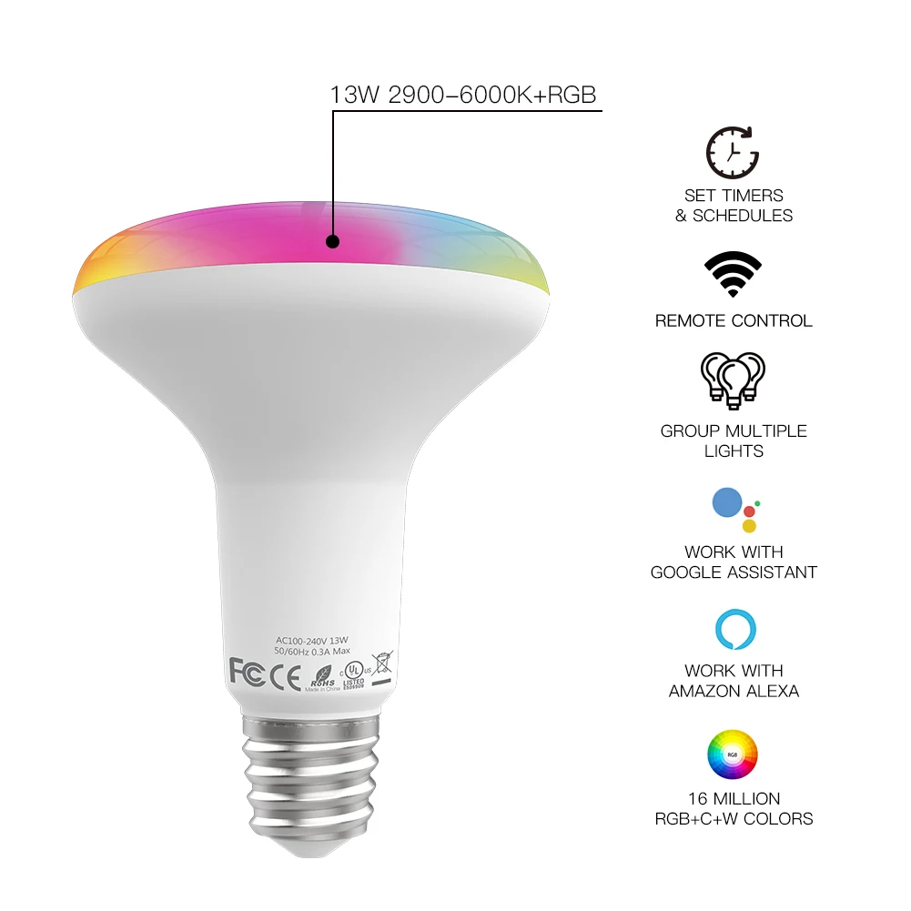 Shwuei High Quality Amazon Alexa Tuya Smart Life Remote Control Wifi Rgb Smart Home Led Bulb