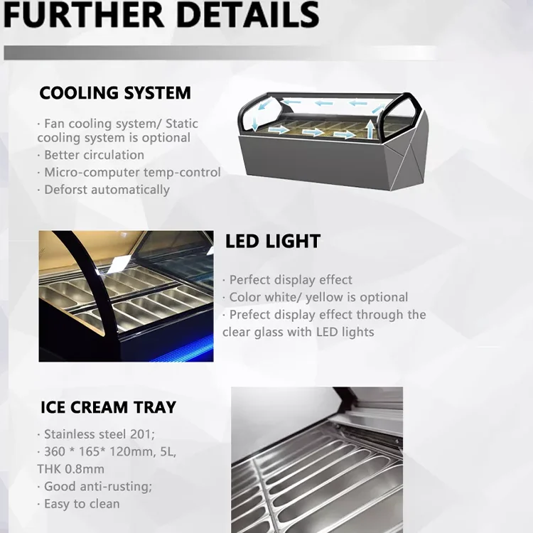 2022 Heda Curved Glass Door Ice Cream Chest Freezer Fridges Ice Cream Display Freezer Showcase