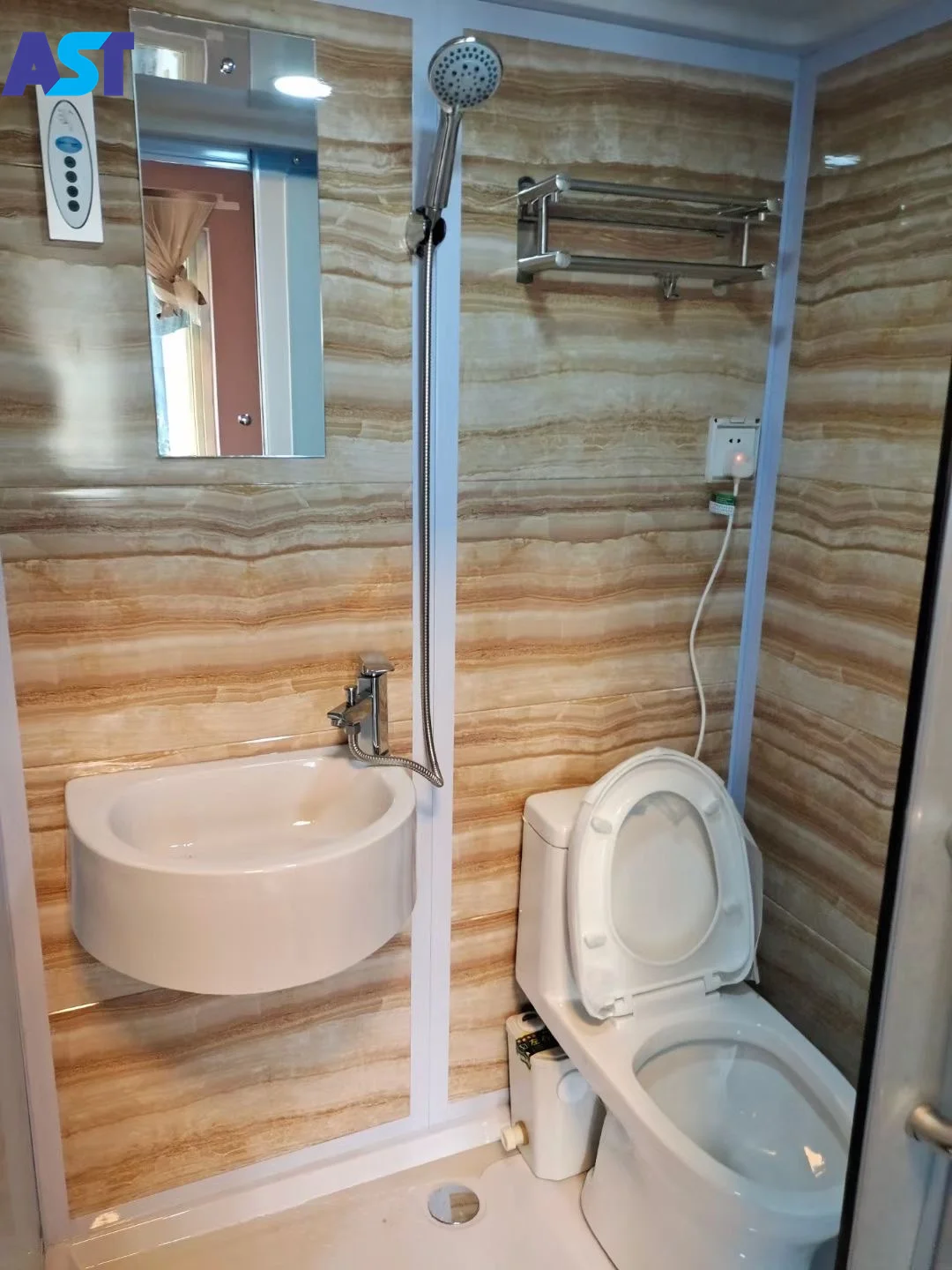 Portable RV shower room one piece ABS back wall shower cabin