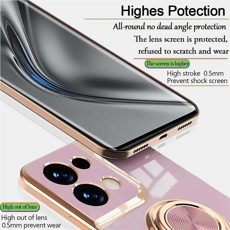 For Oppo Reno 5 6 7 8 9 Pro Cover Magnetic Finger Ring Holder Soft Rubber Car Shockproof Protector Phone Accessories 2023 Case