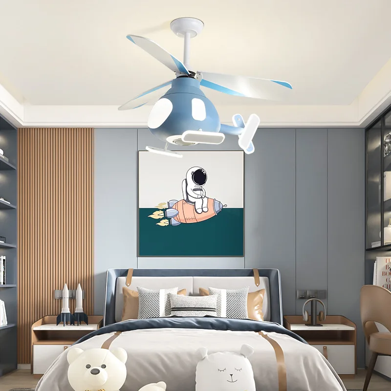 High Quality Nordic Modern Creative Airplane Bedroom Living Room Room Fan Chandelier Ceiling Lamp