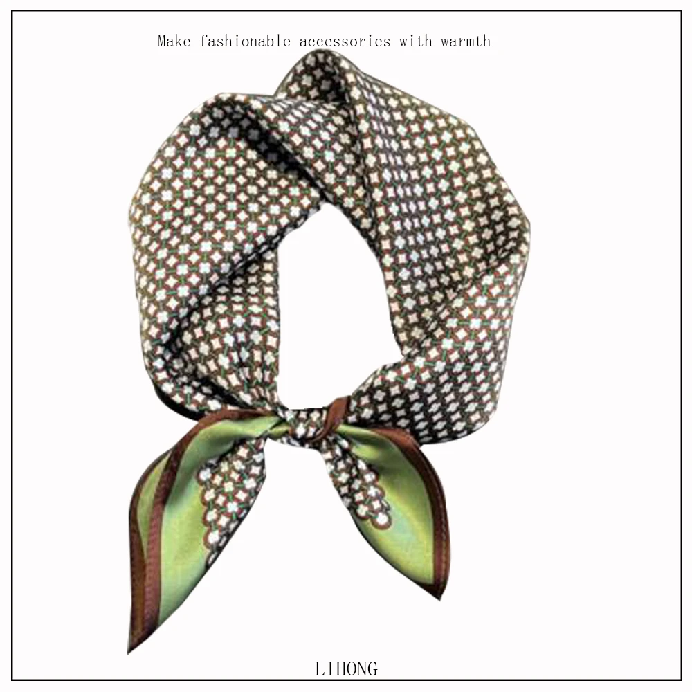 Wholesale Customized New Design Digital Printing Silk Scarf 100%Silk Printed Head Accessories Square twill