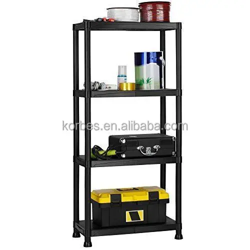 Multi-layer Boltless Medium Duty 4/5 Tier Plastic Storage Stacking Racks And Shelves For Warehouse Garage