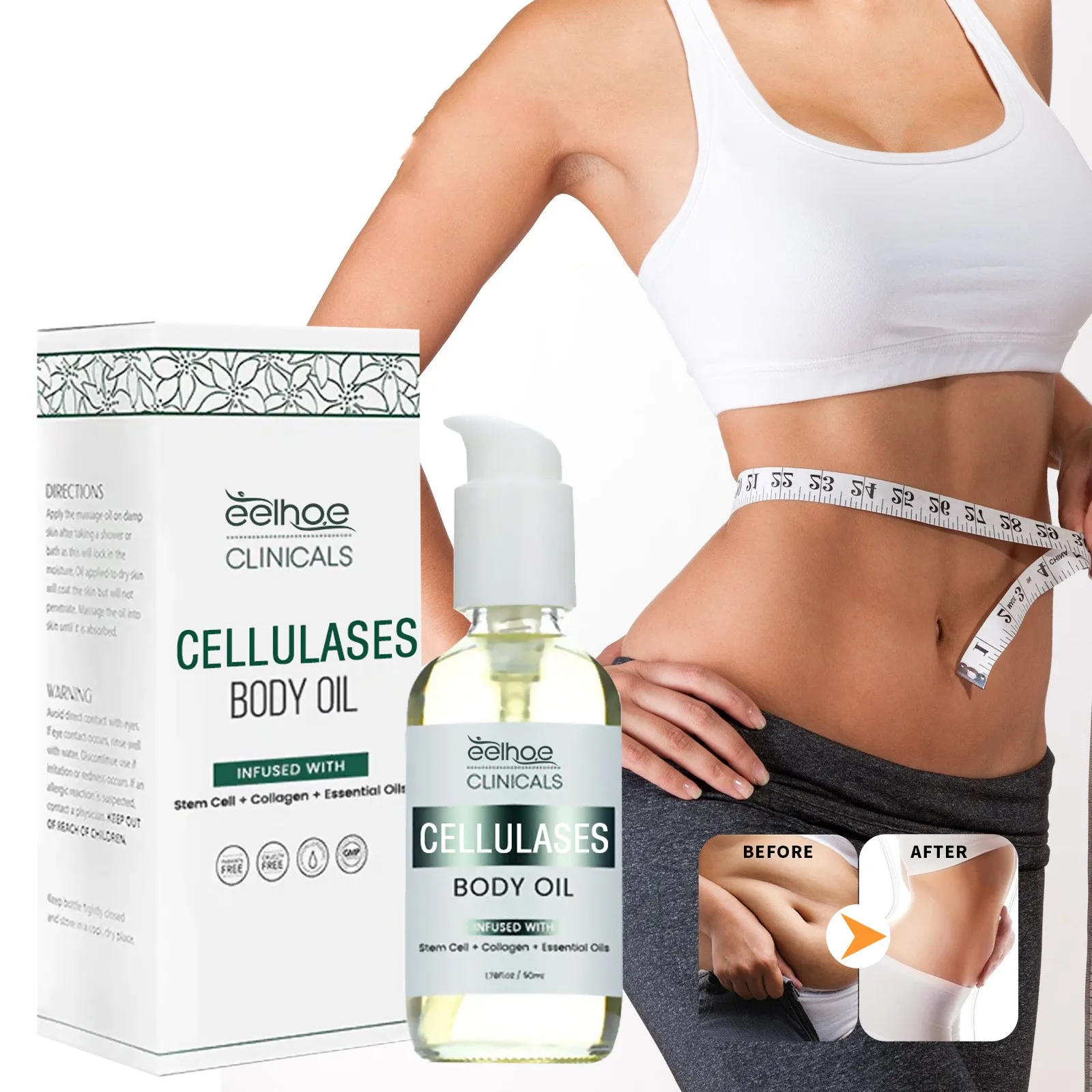 Eelhoe Vitamin Erasing Body Oil Firming Thigh Arm Belly Anti Orange Peel Body Organic Shaping Essential Oil