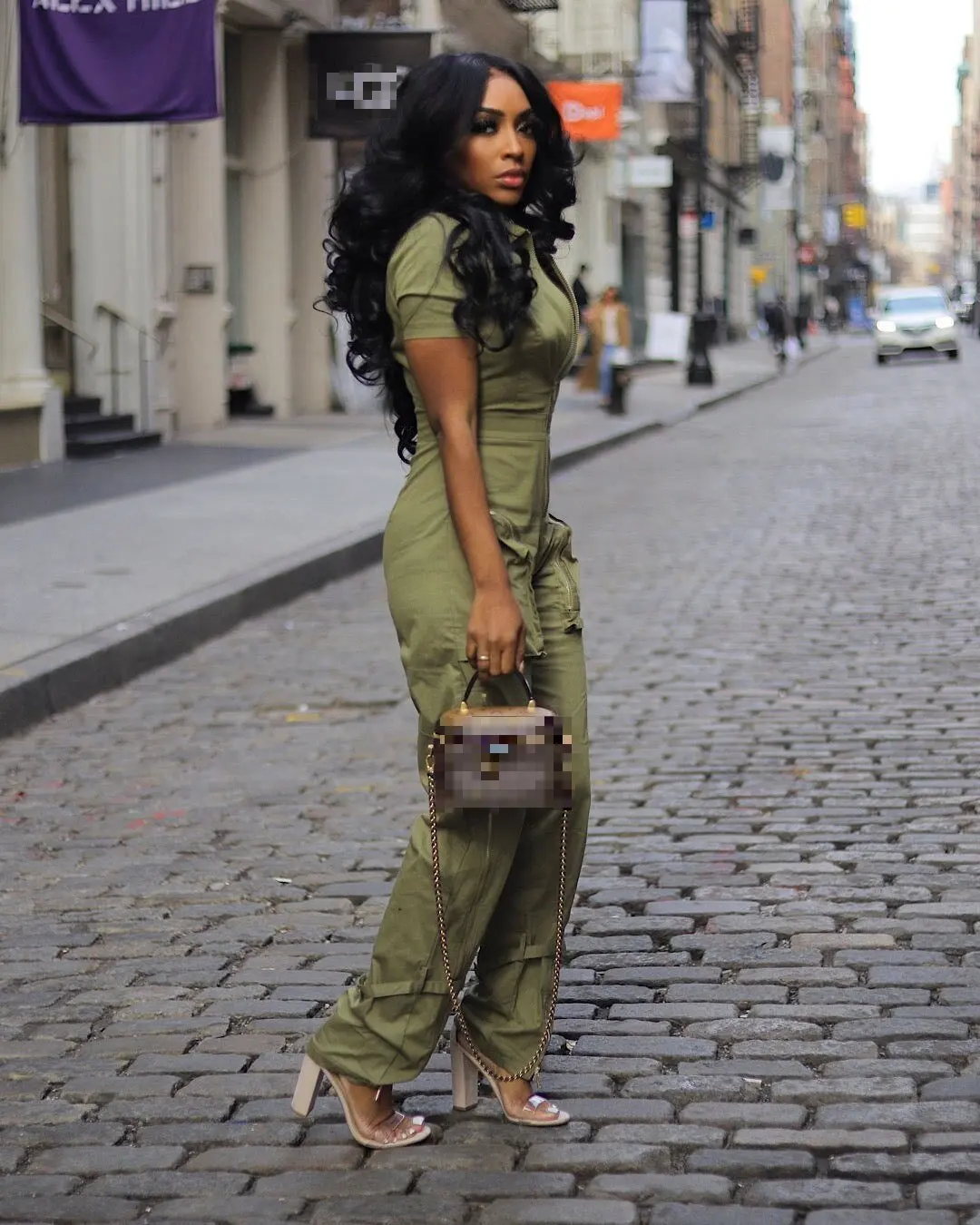 Sharee 2024 Summer Streetwear Cargo Jumpsuit Short Sleeve Belt Sipper One Piece Skinny Rompers Women Jumpsuit