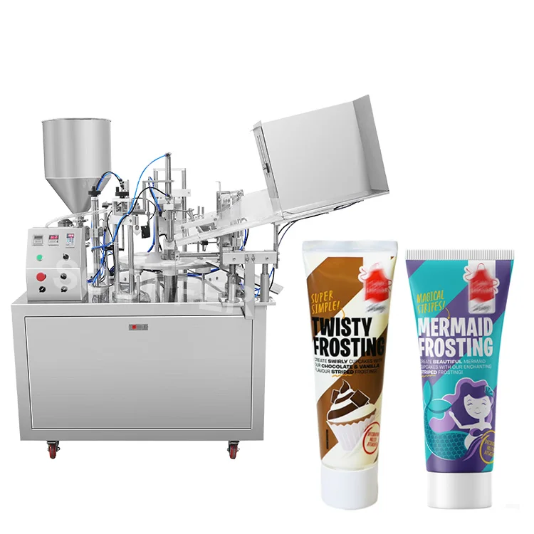Fully automatic rotary viscous liquid cream chocolate paste soft plastic tube filling sealing machine
