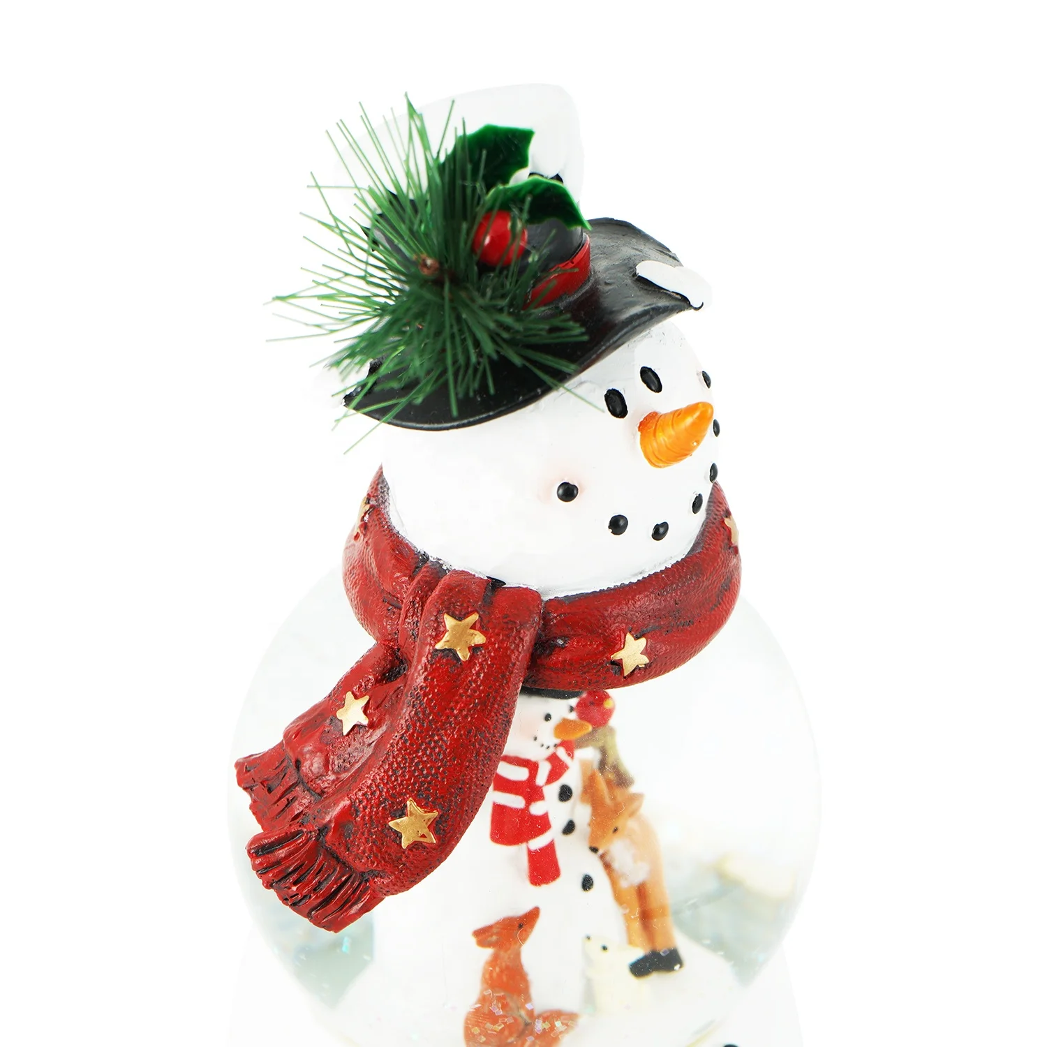 Resin Cheap Snowman Festival Custom Polystone Water Globe Snowman Christmas Musical Snow Globes