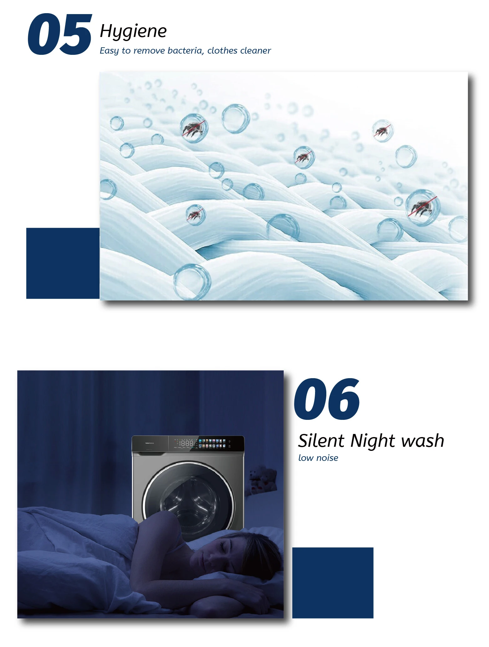 Wholesale price stylish designing night wash variable frequency front loading washing machines
