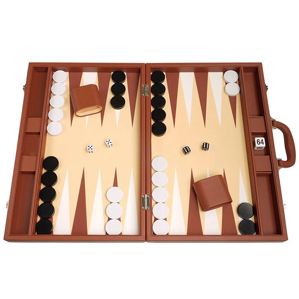PU LEATHER LUXURY BACKGAMMON GAME BACKGAMMON LUXURY CHESS GAME SET FOR EDUCATIONAL TABLE TOP GAME 2023