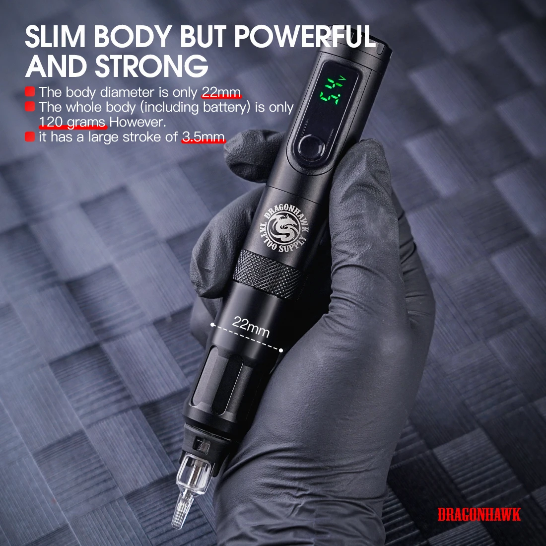 Dragonhawk  X4 3.5mm Stroke Tattoo Gun Tattoo Pen Machine Wireless With Double Battery