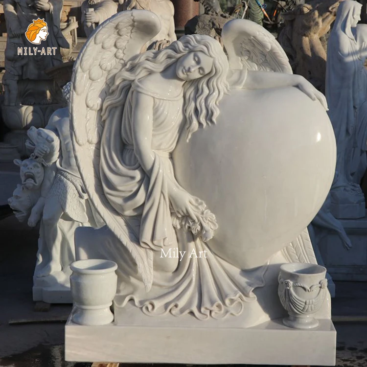 Hand Carved High Quality Angel Italian Marble Marble Tombstone