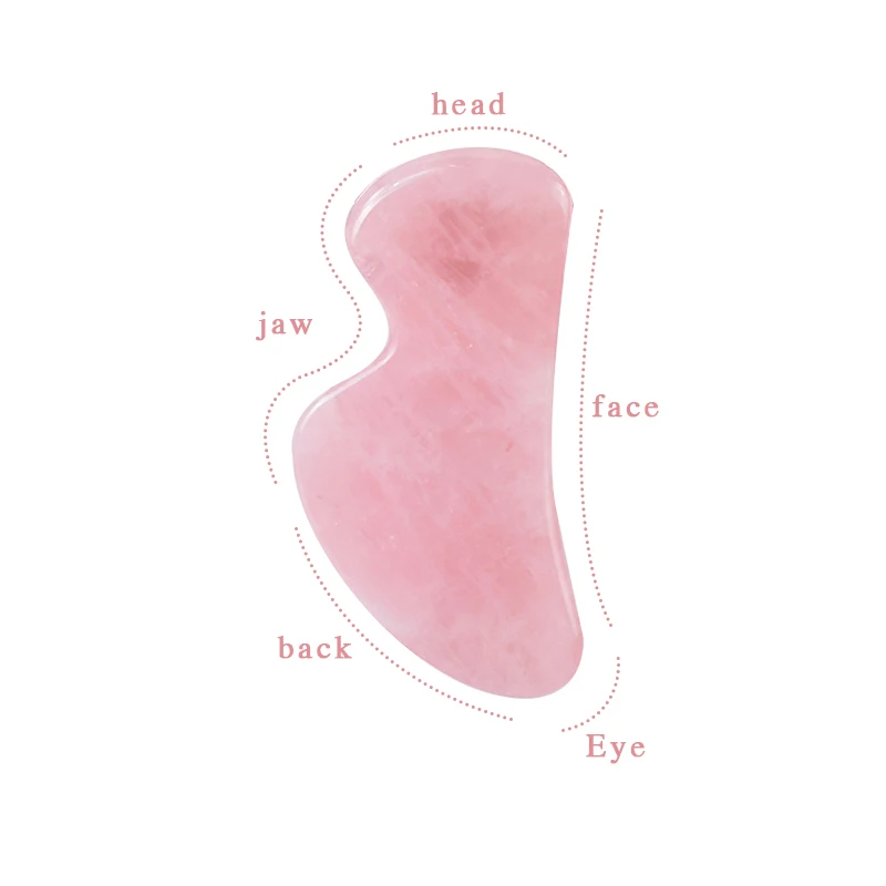 B-shape natural rose quartz gua sha unique jade crystal stone facial lifting tool guasha stone facial massage