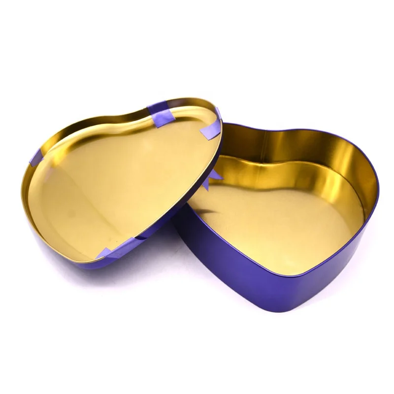Luxury Food Christmas Packaging Metal tin can box Customize Heart Chocolate Container Tin candy jar tin can