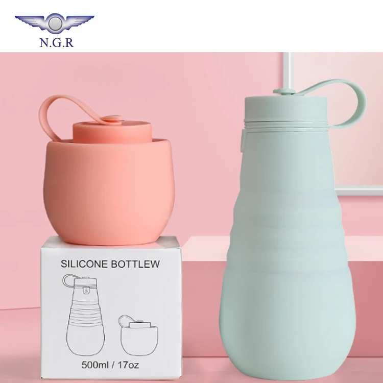 Factory hot selling Eco friendly silicone collapsible sports drinking water bottle