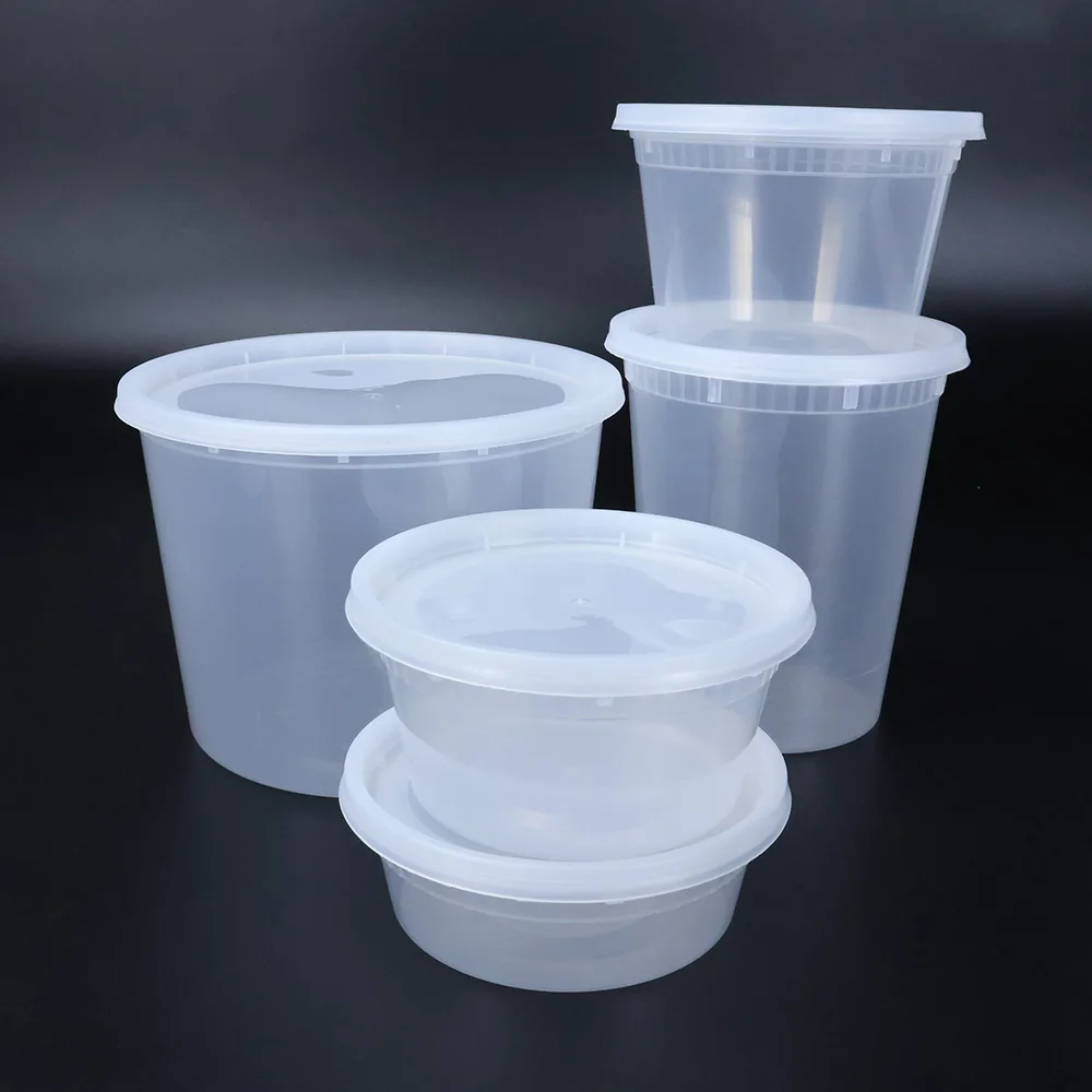 Takeaway Storage Noodle Food Containers Kitchen Leak-proof Soup Cup Plastic with Lid 32oz Transparent Deli Container