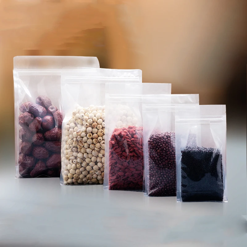 Block square flat bottom pouch eight side sealing transparent clear plastic bags