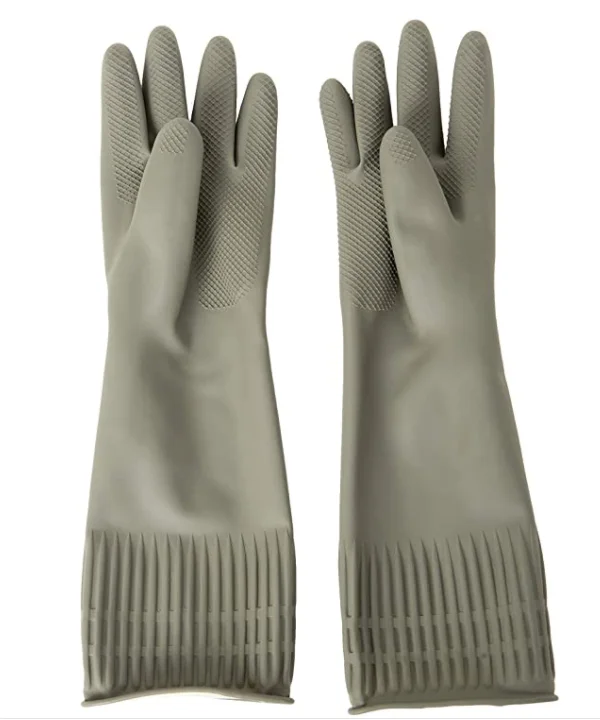 Reusable Waterproof Household Dishwashing Cleaning Rubber Gloves, Non-Slip Kitchen Glove