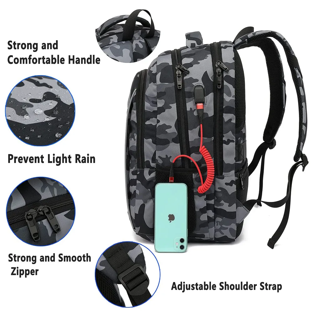 Wholesale Sport School Bag Casual Sport Laptop Backpack with USB Hiking Camping Travel Custom Logo Nylon Customized Logo CN;FUJ