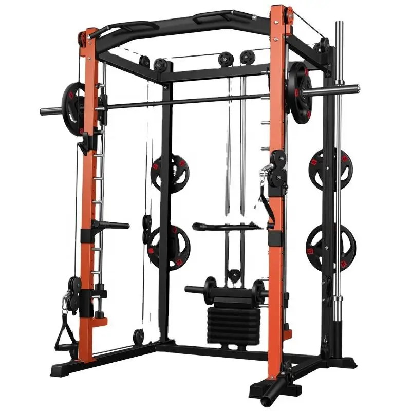 Commercial Multi function Home Gym Equipment Pull Up Bar Power rack Multi station Smith Machine Squat Rack