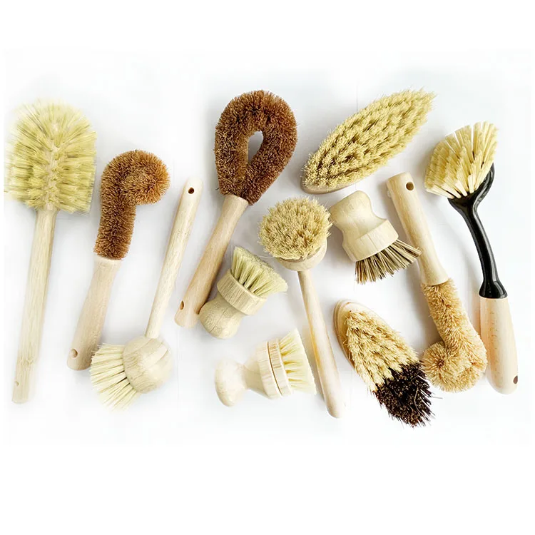 Eco Kitchen Wash Cleaning Scrub Brushes Bamboo Wooden Pot Dish Brushes for Household Pan Plate Vegetable
