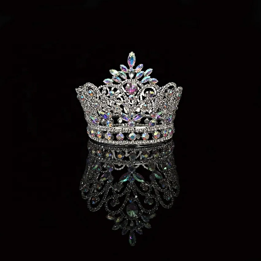 Adult Custom Crystal Full Round Crown Beauty Tiara