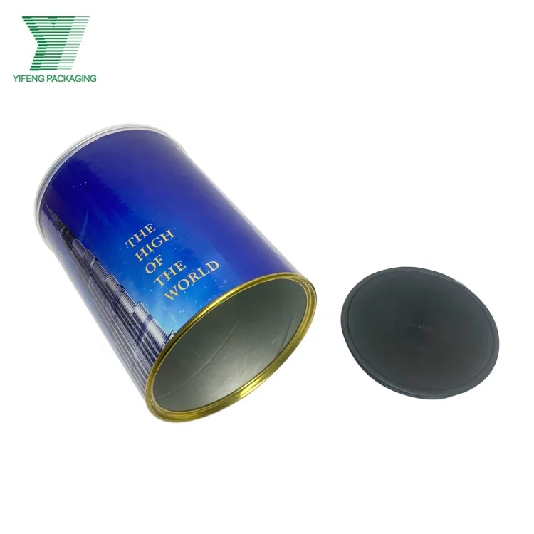 Biodegradable Metal Lid Cylinder Cardboard Box Natural Brownie Kraft Paper Tube for Coffee Beans Tea Leaves Tea Bags Packaging