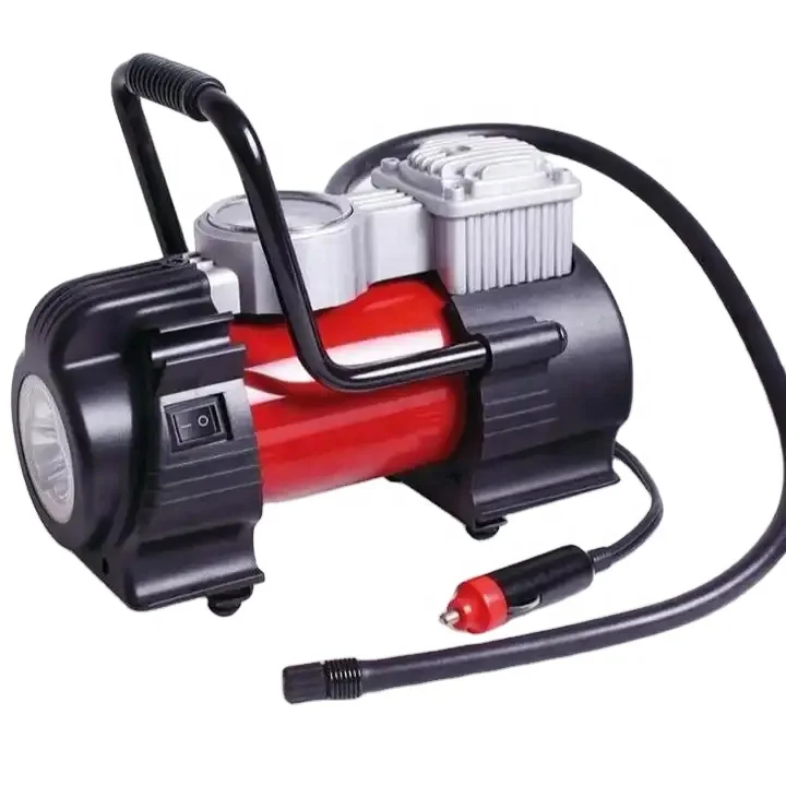 Портативный 12 вольт воздушный компрессор металлический накачитель автомобильных шин с сигнальной лампой манометр