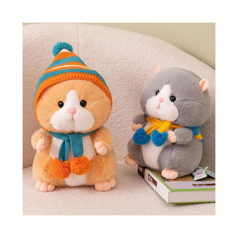 New Design Cute Soft Plush Hamster Stuffed Animal Toys for kids OEM ODM Hamster Plush Toys with hat or scarf