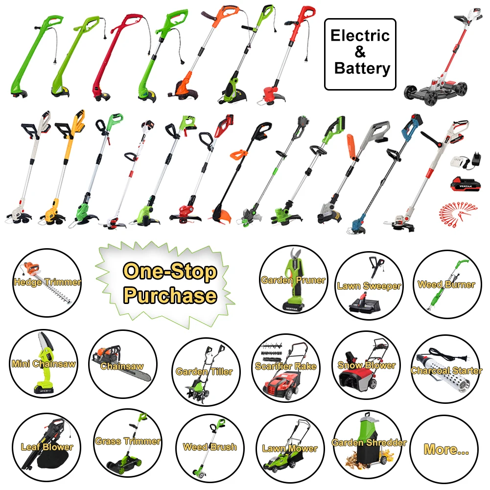 Vertak 21V cordless lawn brush cutter mover rechargeable lithium battery brushcutter professional brush cutter