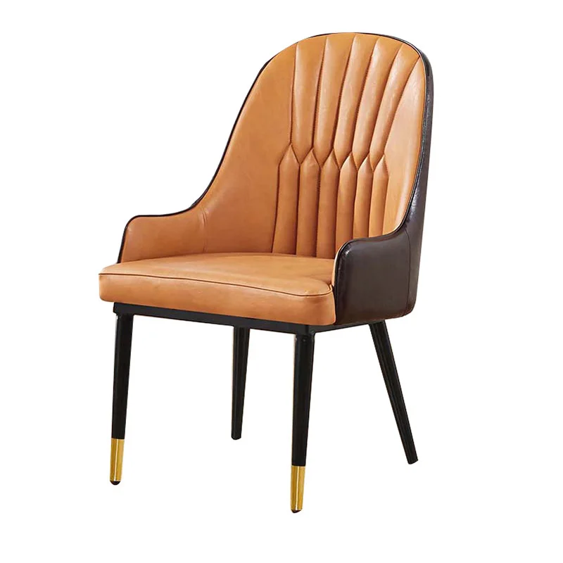 Cheap Leather Dining Chair With Metal Legs Black Frame Upholstered Commercial Cafe Leisure Modern Round Chairs Stainless Steel