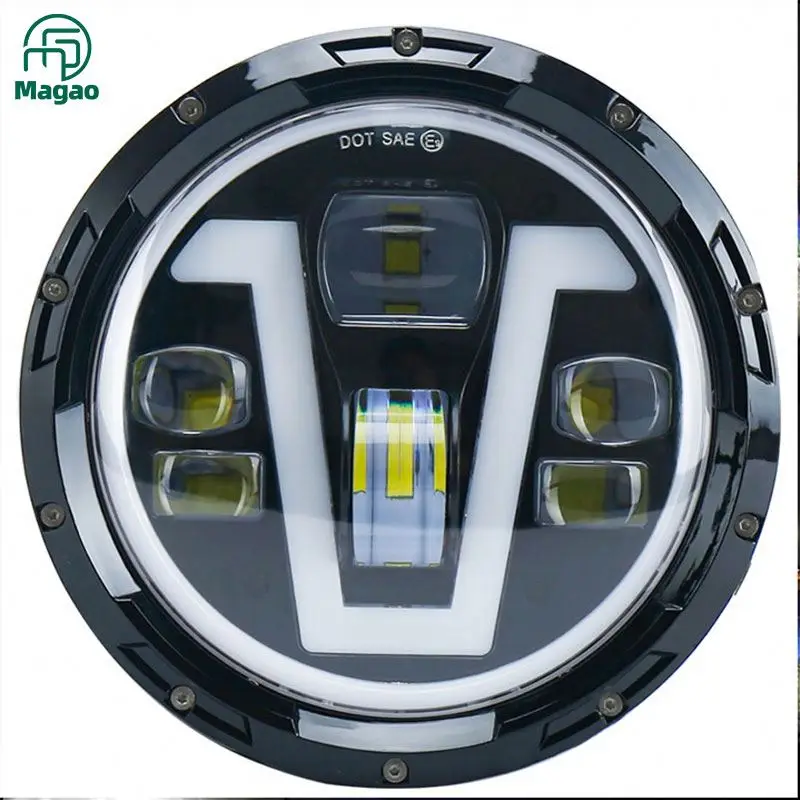 Led Headlight 7 Inch Hi-Lo Beam 90W Black/Chrome/Yellow for Jeep Wrangler 1997-2017 Motorcycle Lada Niva Offroad 4x4